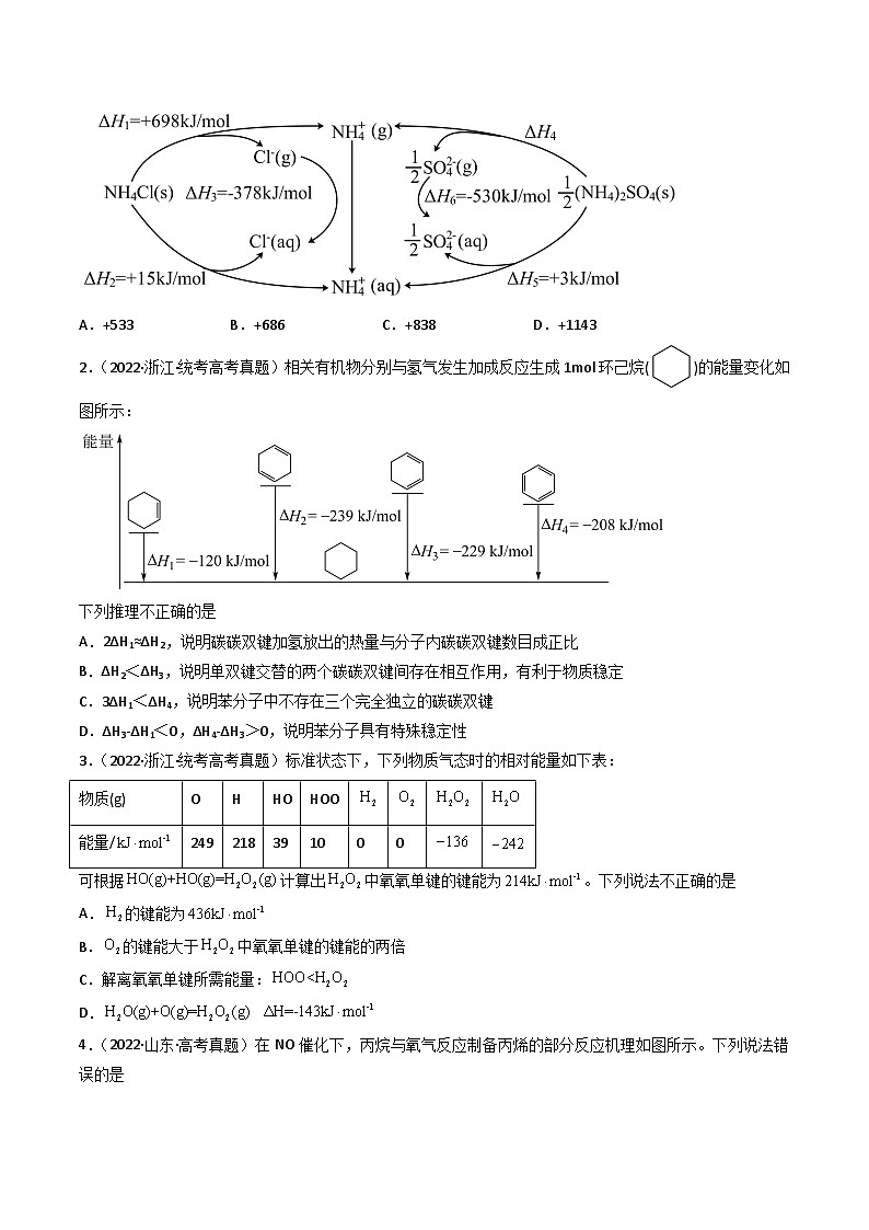 专题06 化学反应的热效应 反应机理- 三年(2021-2023)高考化学真题分项汇编(全国通用)(试卷)第3页