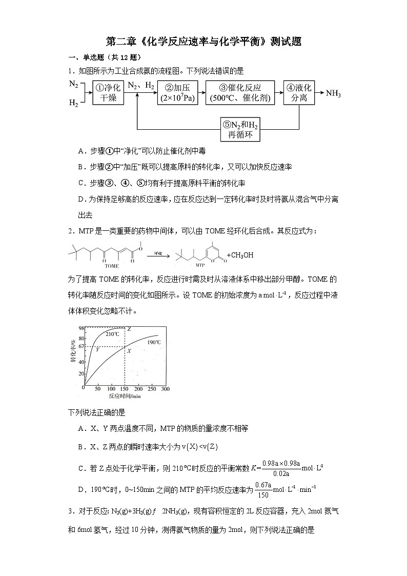 第二章 化学反应速率与化学平衡 测试题--2023-2024学年高二上学期人教版(2019)化学选择性必修1第1页