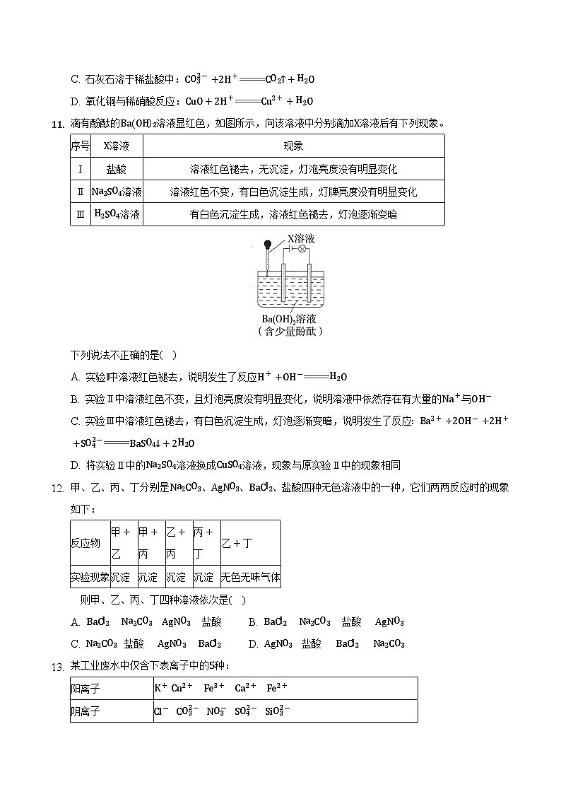 人教版高中化学必修一 1.2.3《离子反应》同步练习(原卷+解析卷)03