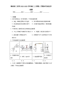 海南省三亚市2022-2023学年高三上学期1月期末考试化学试题