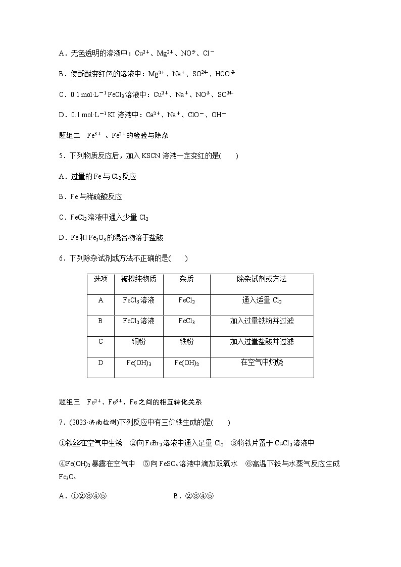 第三章 第一节 第2课时 铁盐和亚铁盐  课时练  (含答案)—2023-2024学年(人教版2019)高中化学必修1第2页