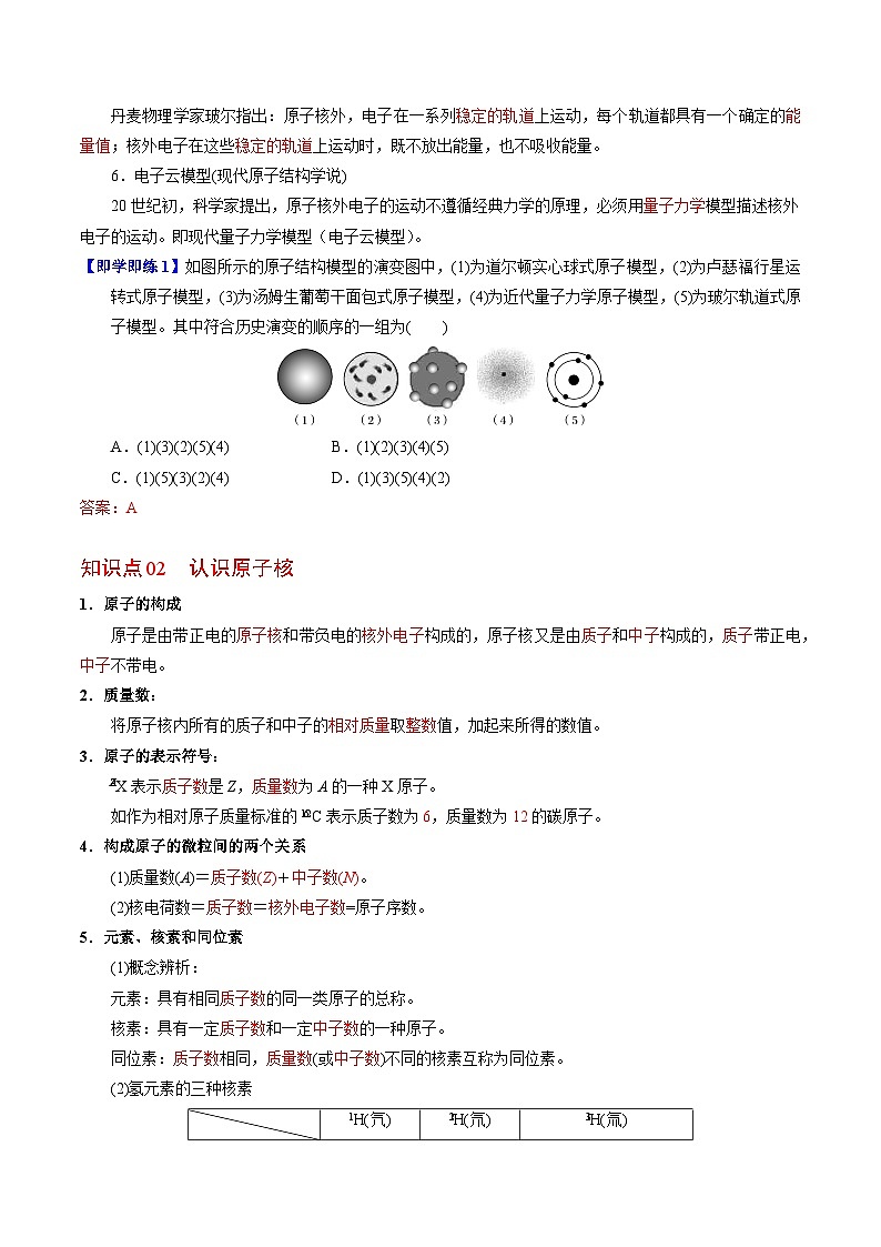 2.3.1 原子核的構(gòu)成（教師版）-高一化學(xué)同步講義（蘇教必修第一冊(cè) ）第2頁(yè)