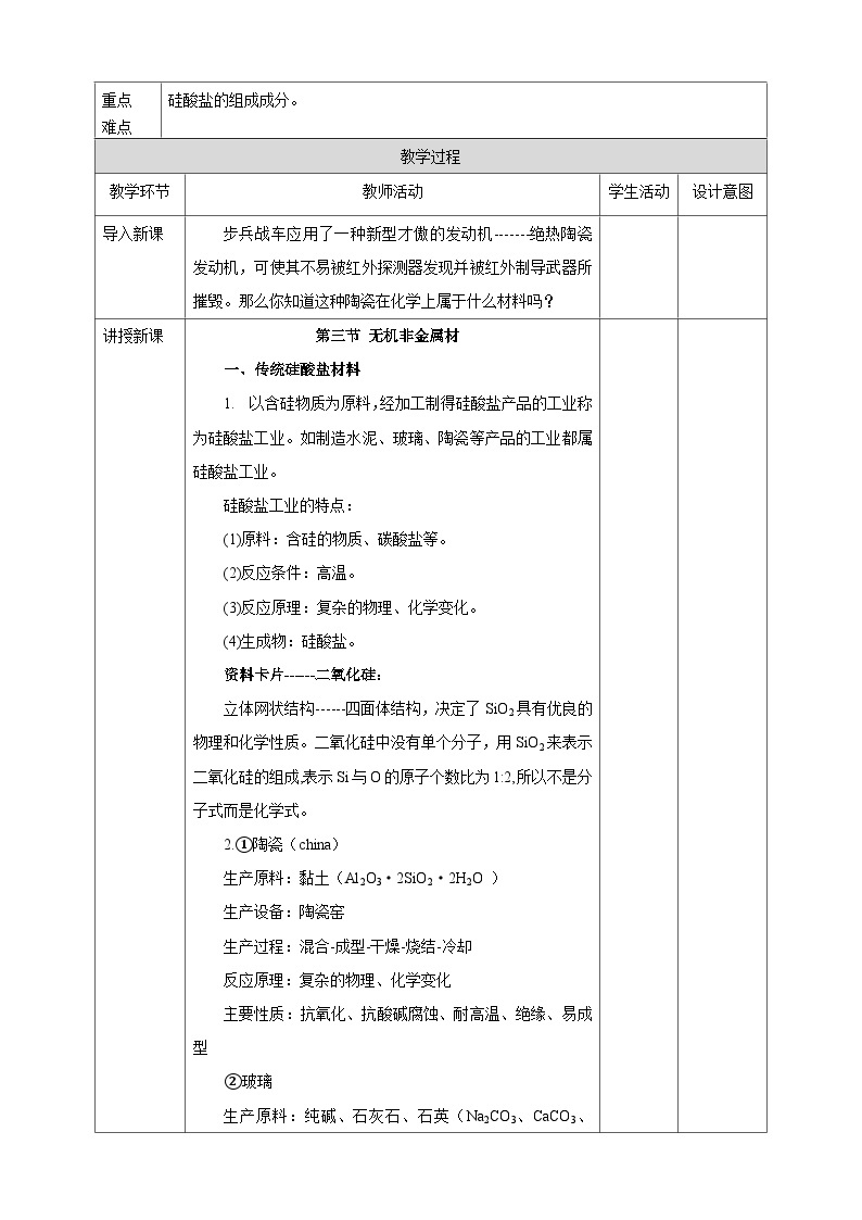 新人教版必修2化学5.3《无机非金属材料》课件02