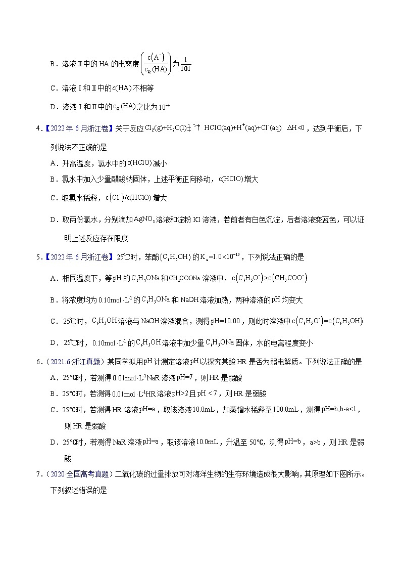 十年(23-22)高考化学真题分项汇编专题44 弱电解质的电离(原卷版)第2页