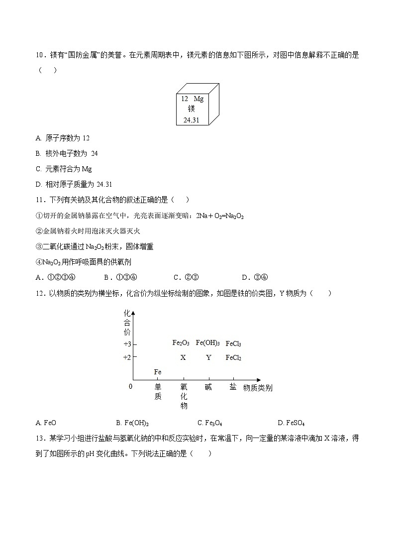 化学(全国通用版)01 - 2023年秋季高一入学考试模拟卷 (考试版)第3页