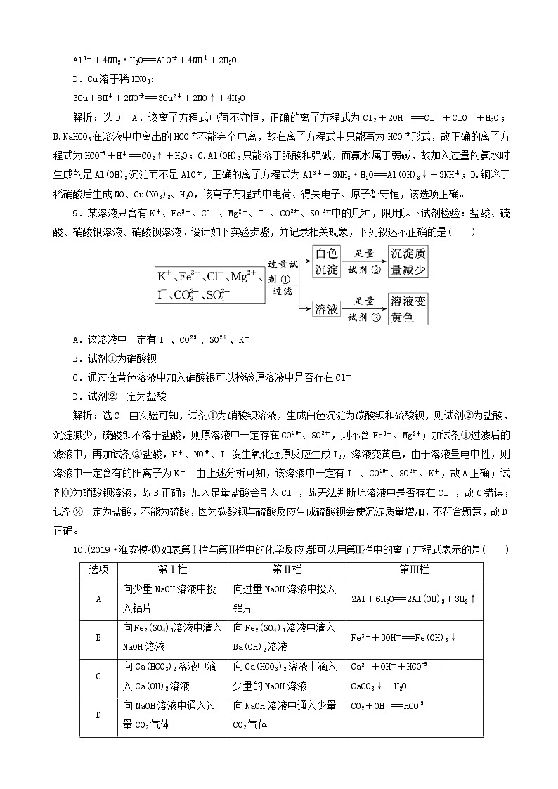 高考化学一轮复习跟踪检测3离子反应离子方程式 含解析03