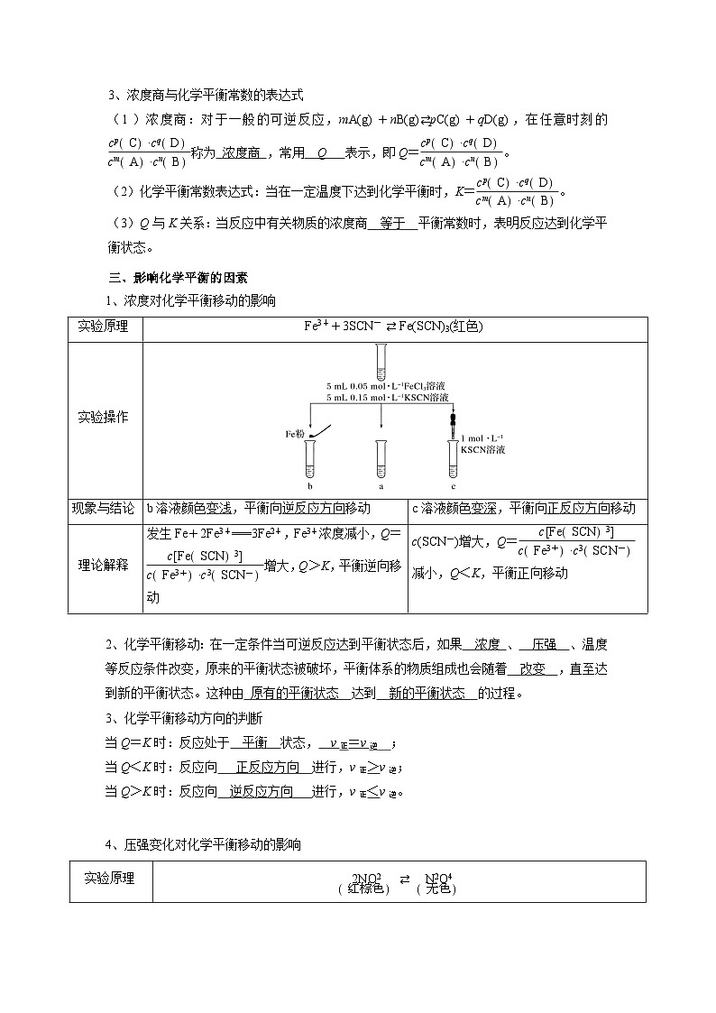 2023-2024学年-高中化学人教版(2019)选择性必修一第二章 化学反应速率与化学平衡 第二节 化学平衡 试卷02