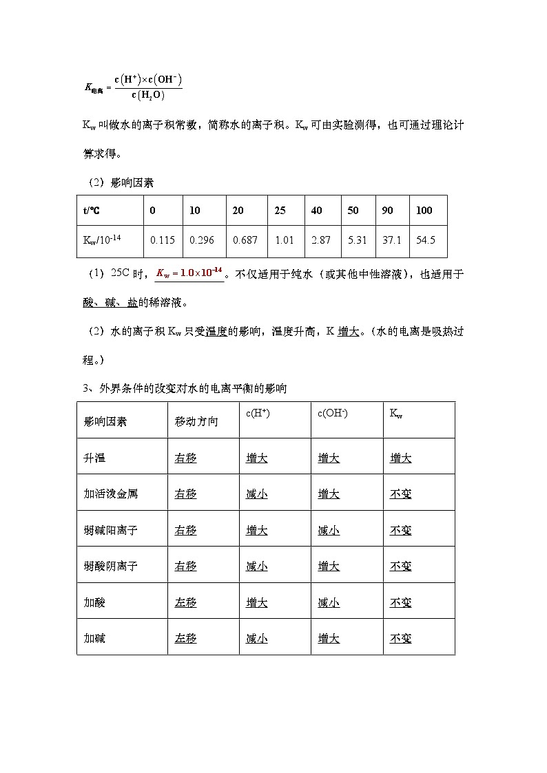 2023-2024学年-高中化学人教版(2019)选择性必修一第三章第二节  水的电离和溶液pH(学案)(含答案)02