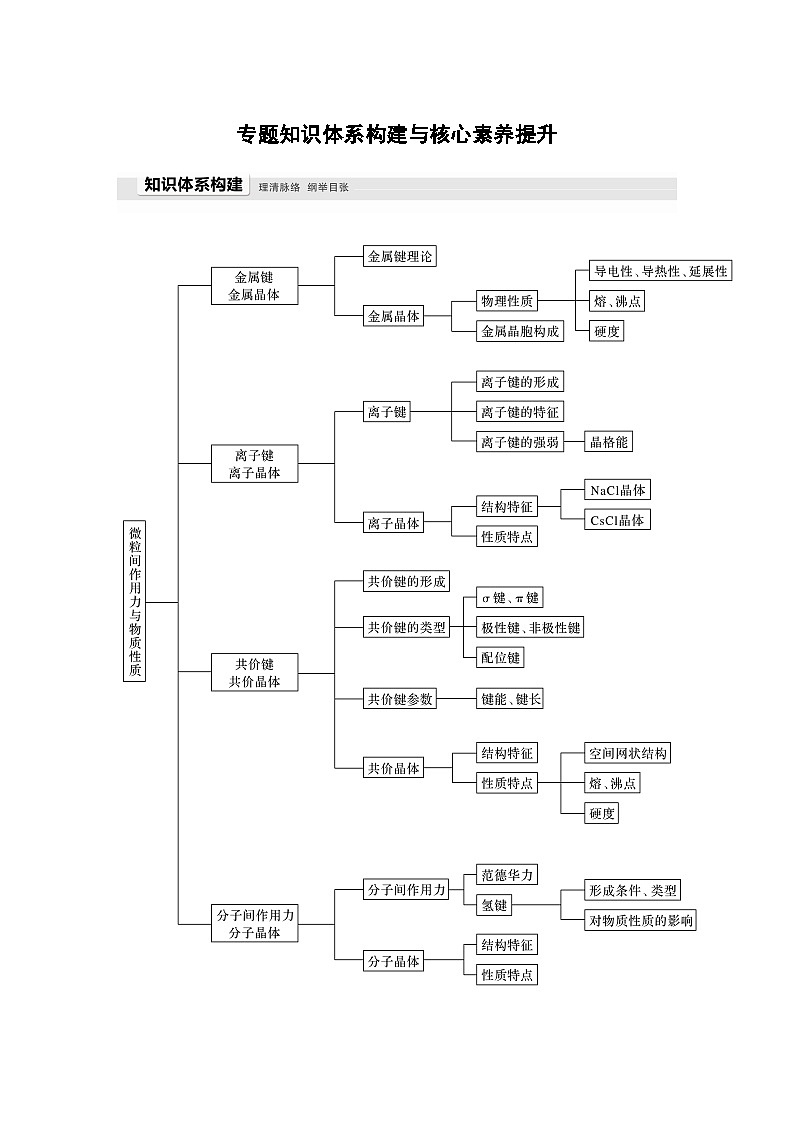高中化学苏教版(2021) 选择性必修2 专题3 专题知识体系构建与核心素养提升-同步学案01