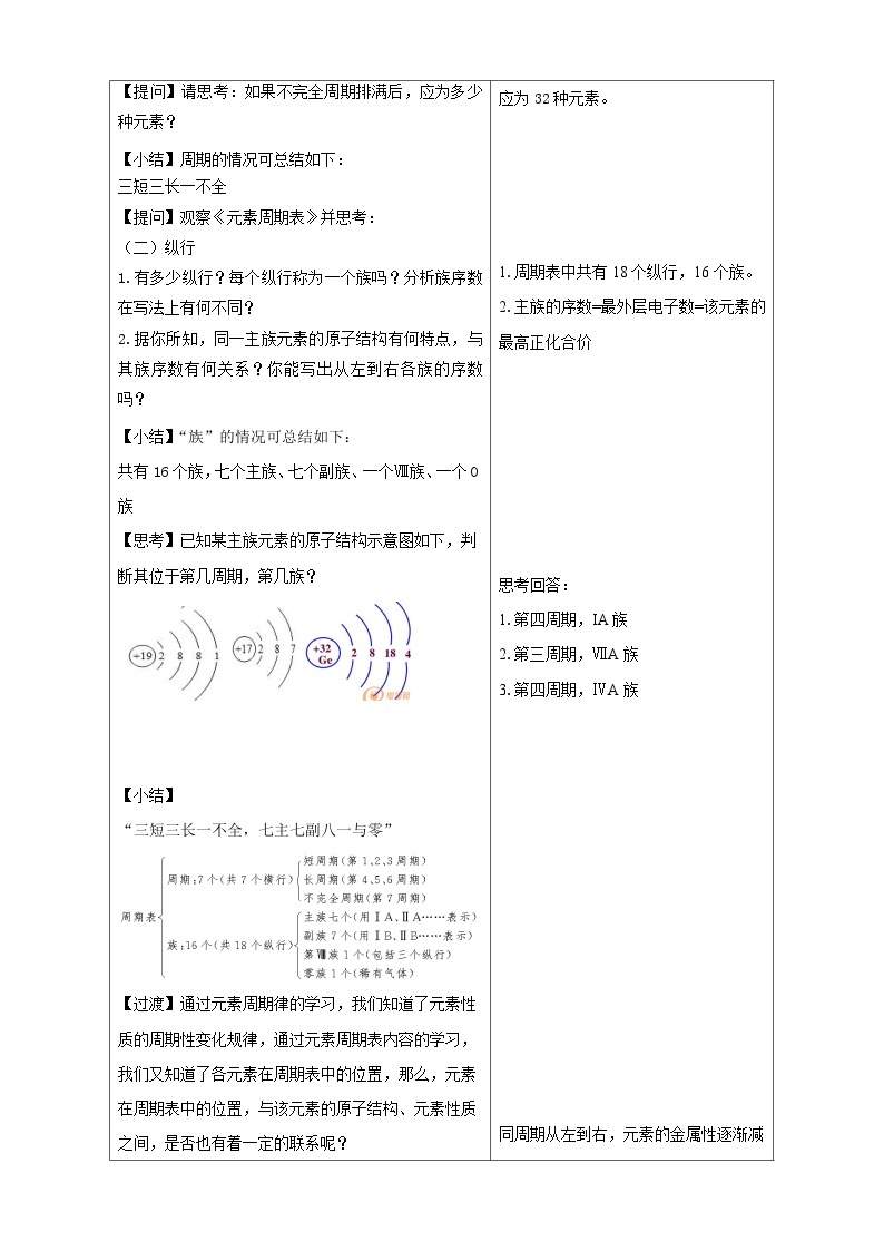 苏教版（2019）高中化学必修一教案：专题5 微观结构与物质的多样性  元素周期表 （ Word版含解析，2课时打包）03