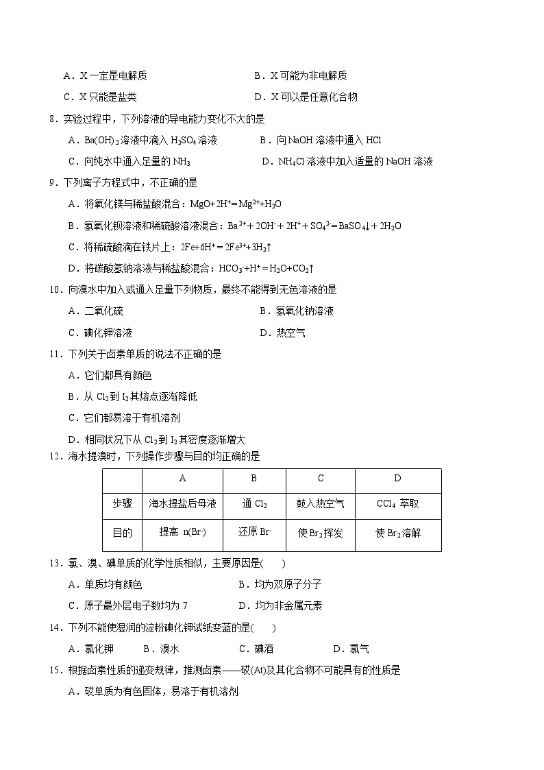 【同步讲义】高中化学（沪科版2020）必修第一册--第2章能力提升测评02