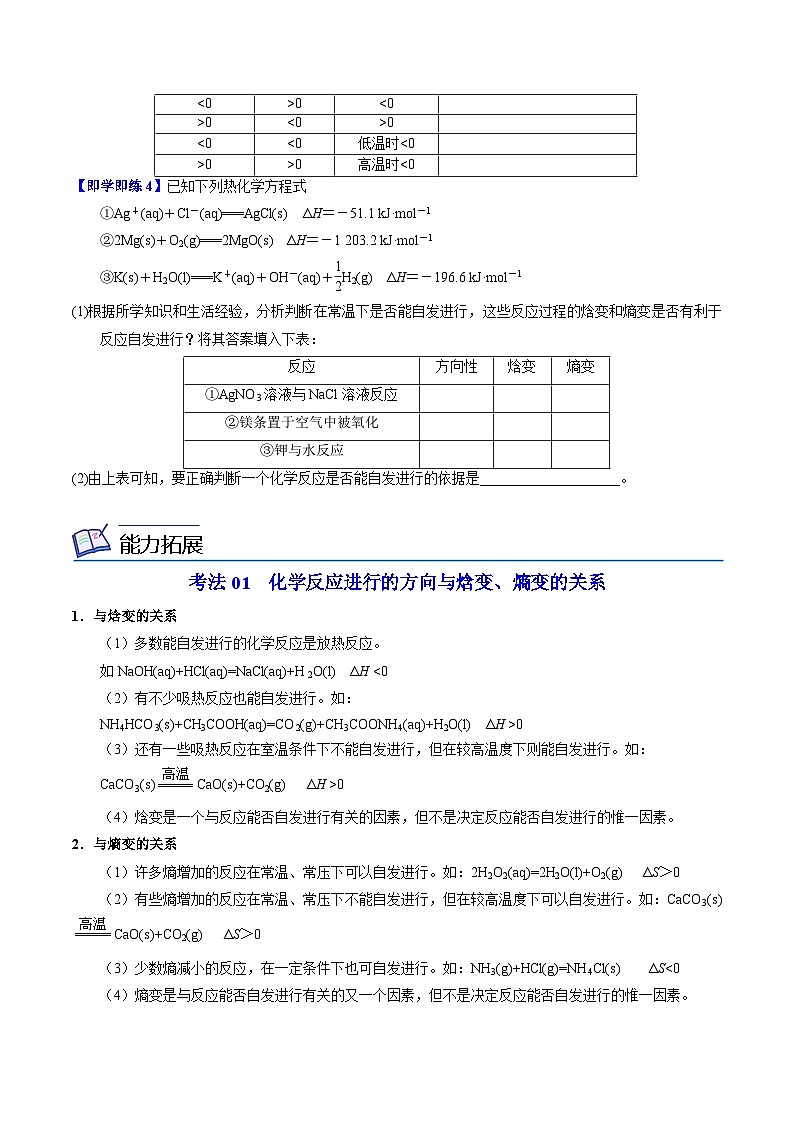 【同步讲义】高中化学(苏教版2019)选修第一册--2.2.1 化学反应的方向(学生版)第3页