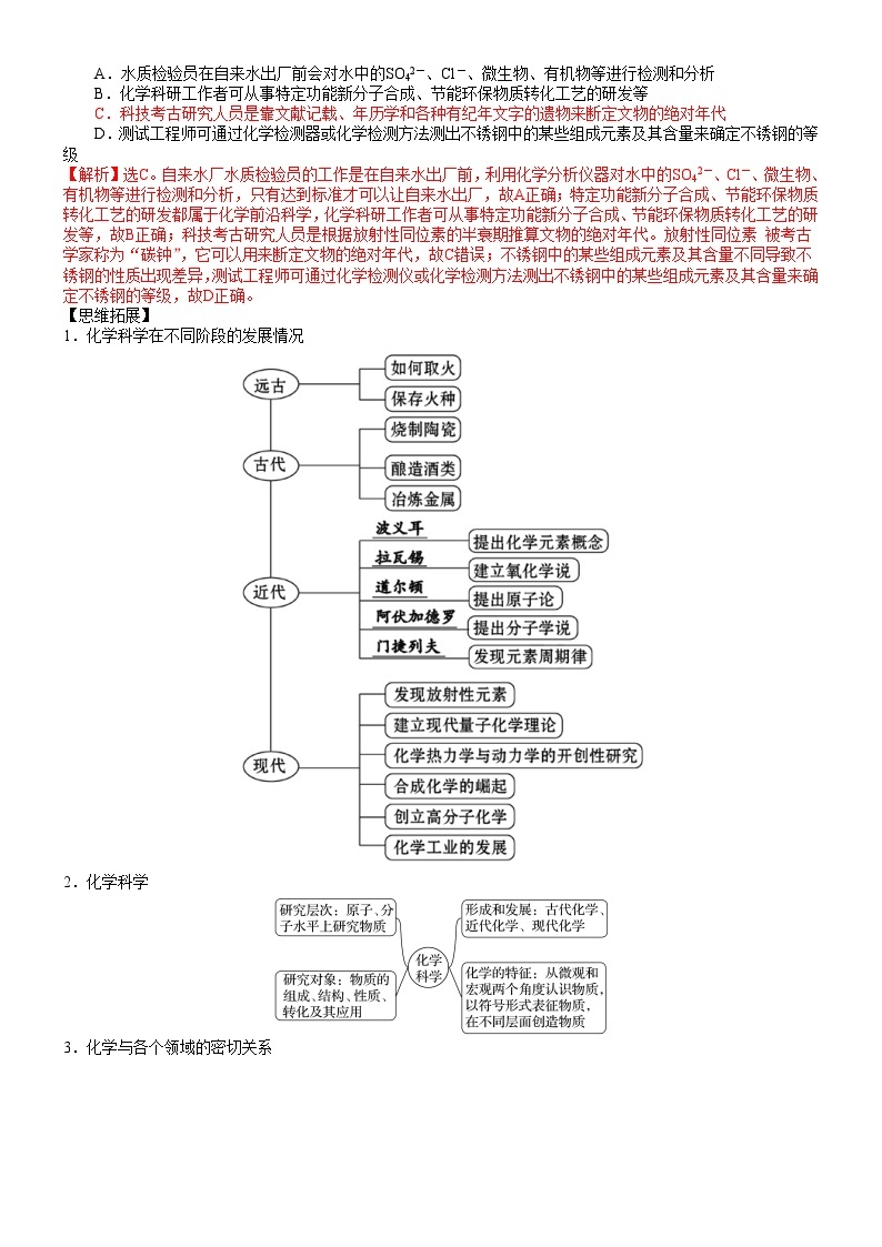 【同步讲义】高中化学（鲁科版2019）必修第一册--第01讲 走进化学科学 讲义03