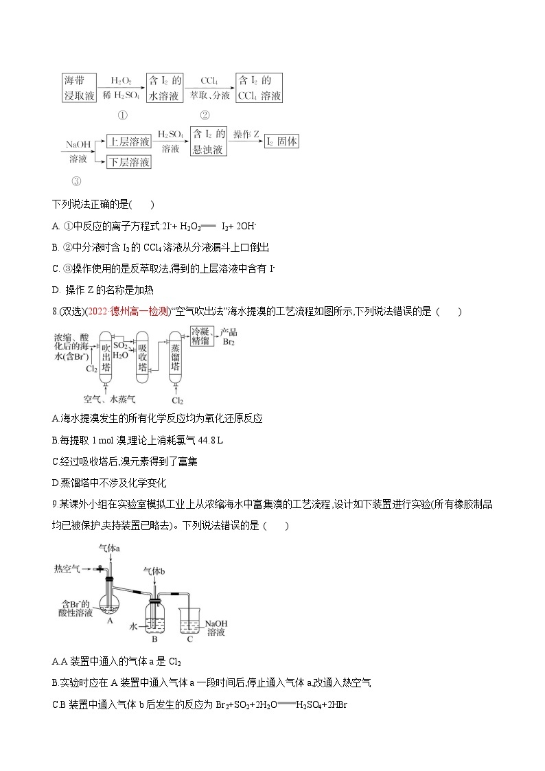 【同步讲义】高中化学（鲁科版2019）必修第二册--微项目 海带提碘与海水提溴（练）03