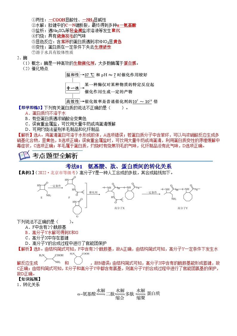 【同步讲义】高中化学（鲁科版2019）选修第三册--第13讲 酰胺　氨基酸和蛋白质 讲义03