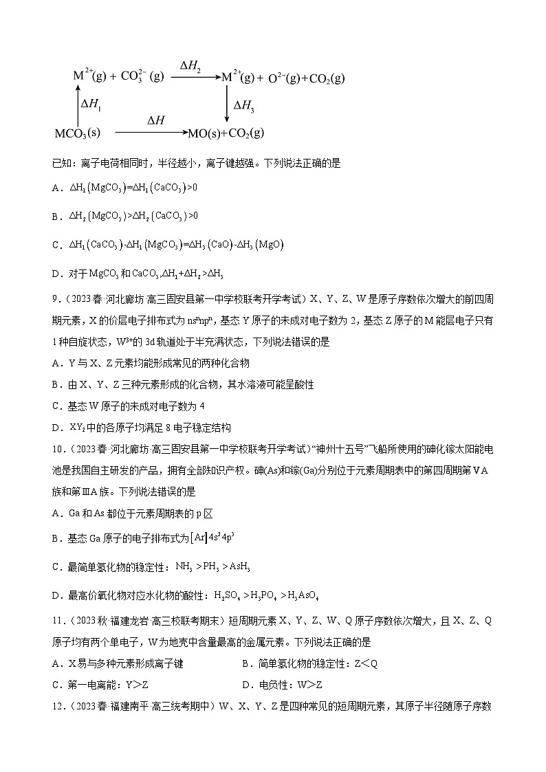 2024届高三新高考化学大一轮专题练习---元素周期表元素周期律第3页