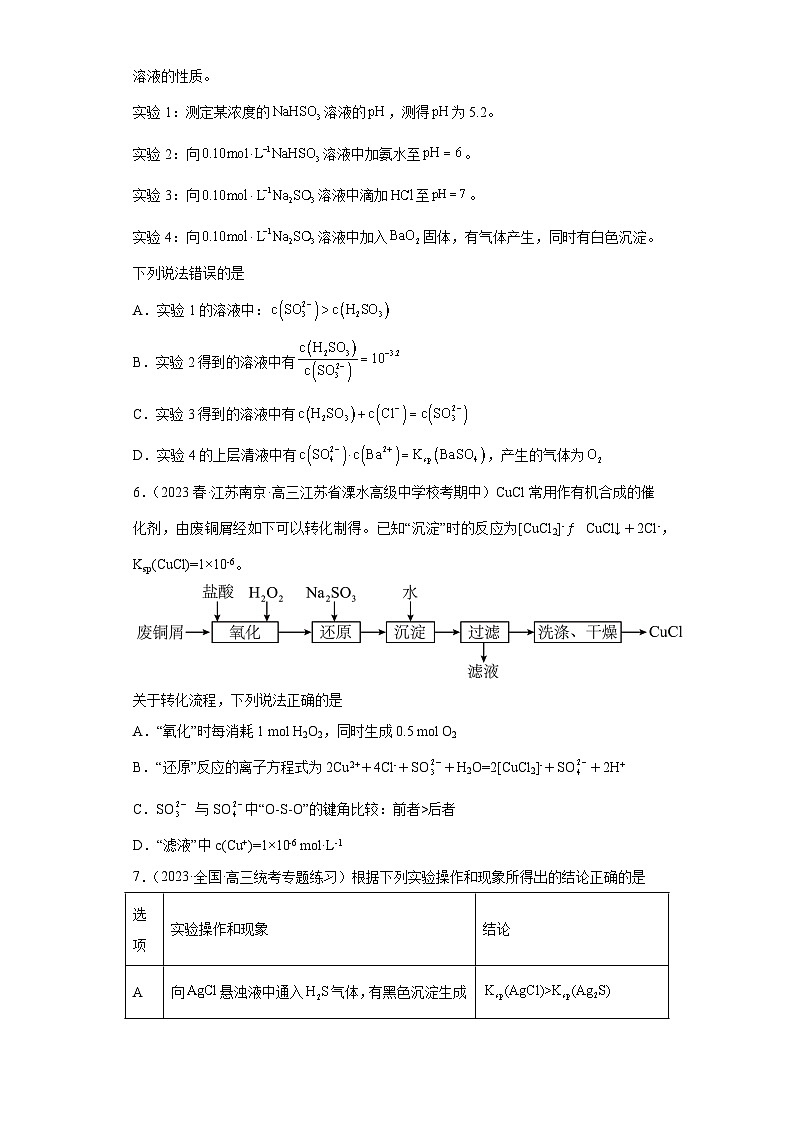 2024届高三新高考化学大一轮专题练习:沉淀溶解平衡第3页