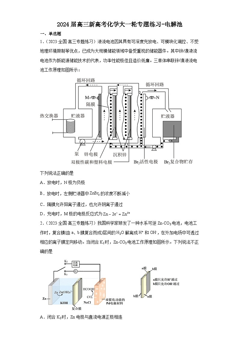 2024届高三新高考化学大一轮专题练习-电解池第1页
