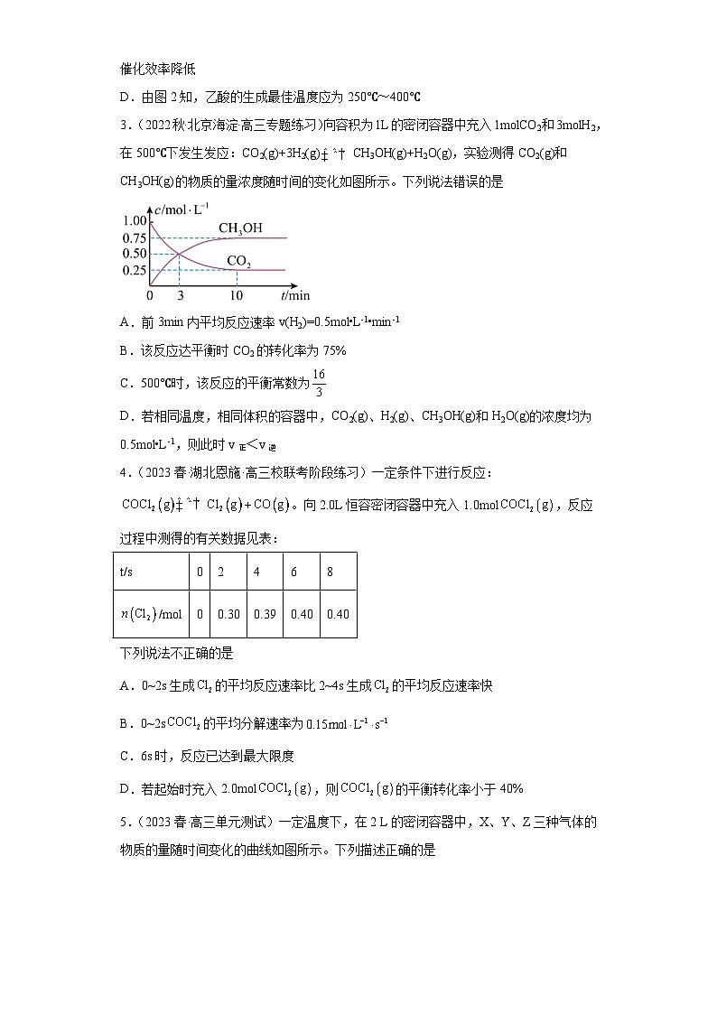 2024届高三新高考化学大一轮专题练习-化学反应的速率第2页