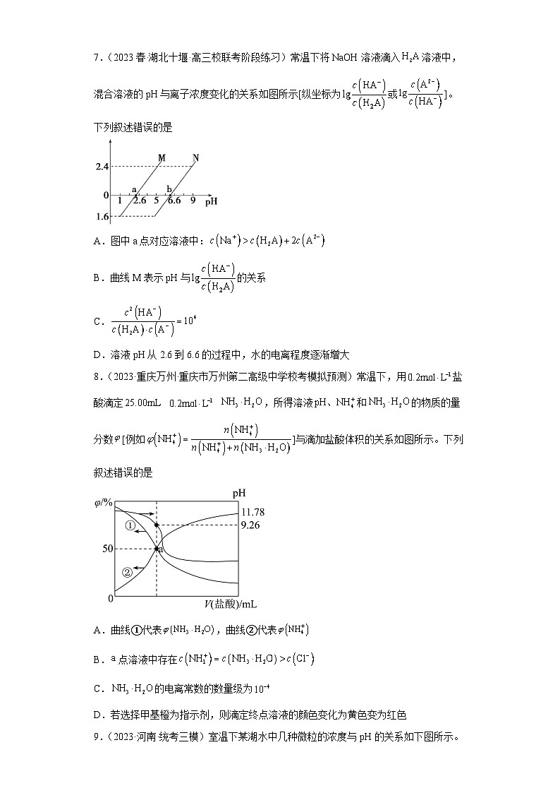 2024届高三新高考化学大一轮专题练习——弱电解质的电离第3页