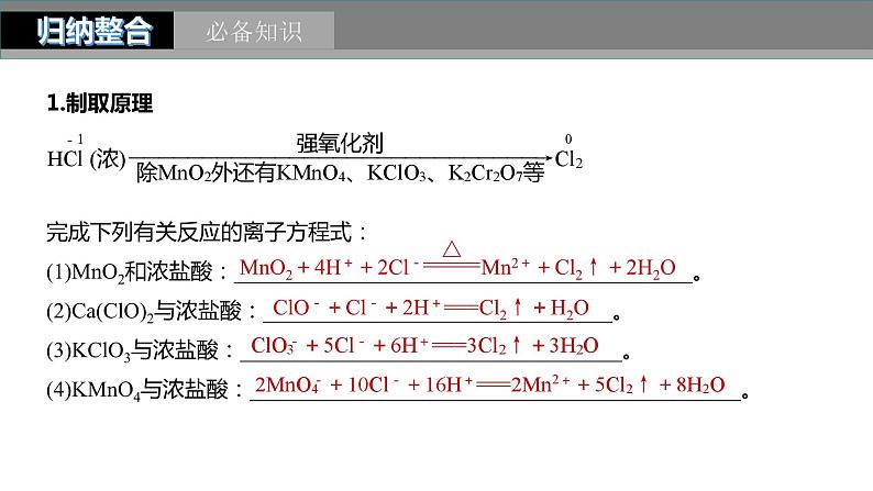 2024年高考化学一轮复习课件(鲁科版)第4章 第17讲 氯气的实验室制法及应用03