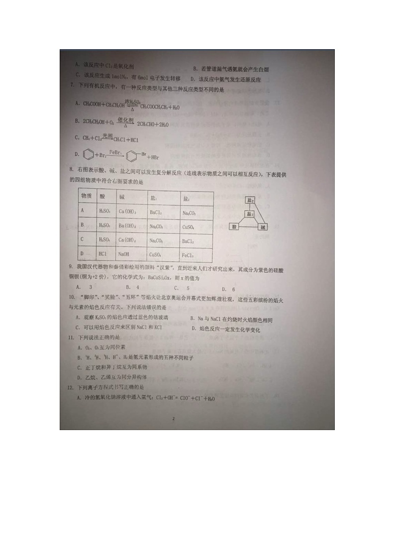 江苏高二小高考化学模拟试题及答案(三模)第2页
