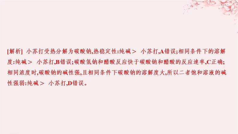 江苏专用2023_2024学年新教材高中化学专题3从海水中获得的化学物质第二单元金属钠及钠的化合物第二课时碳酸钠碳酸氢钠分层作业课件苏教版必修第一册02