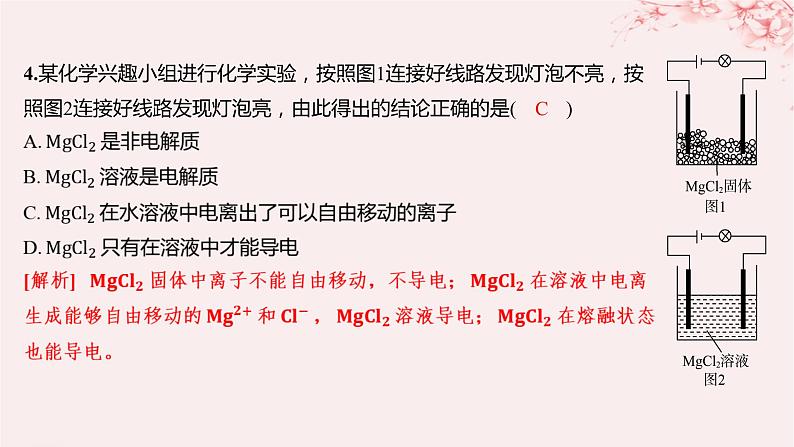 江苏专用2023_2024学年新教材高中化学专题3水溶液中的离子反应第一单元弱电解质的电离平衡微专题8电解质溶液的导电性分层作业课件苏教版选择性必修104