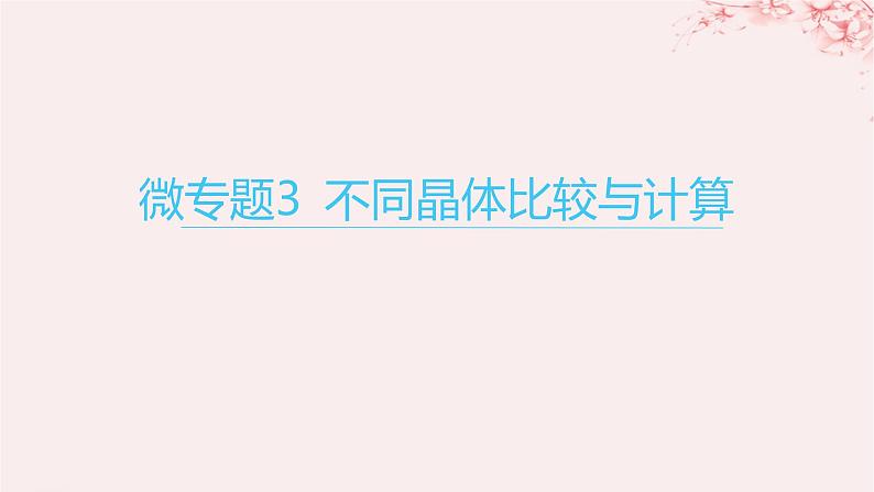江苏专用2023_2024学年新教材高中化学专题3微粒间作用力与物质性质第四单元分子间作用力分子晶体微专题3不同晶体比较与计算课件苏教版选择性必修201
