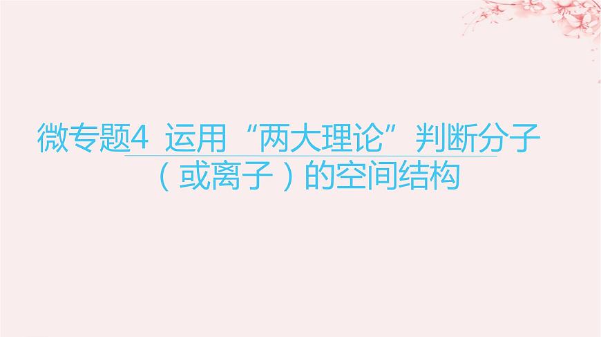 江蘇專用2023_2024學(xué)年新教材高中化學(xué)專題4分子空間結(jié)構(gòu)與物質(zhì)性質(zhì)第一單元分子的空間結(jié)構(gòu)微專題4運(yùn)用“兩大理論”判斷分子或離子的空間結(jié)構(gòu)課件蘇教版選擇性必修2第1頁