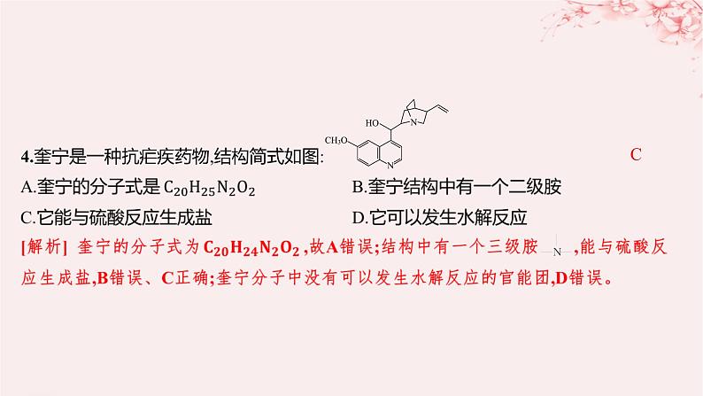 江苏专用2023_2024学年新教材高中化学专题5药物合成的重要原料__卤代烃胺酰胺第二单元胺和酰胺分层作业课件苏教版选择性必修305