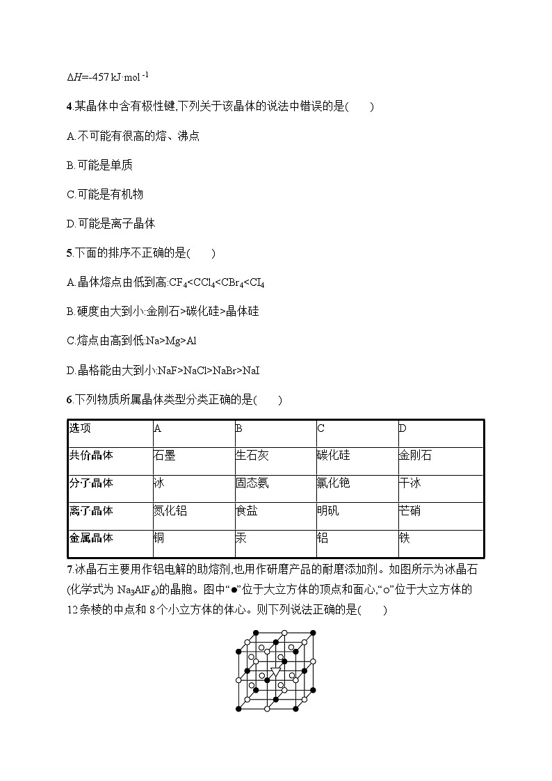 2023年秋高中化学选择性必修2(苏教版2019)专题3 微粒间作用力与物质性质 过关检测(含解析)02