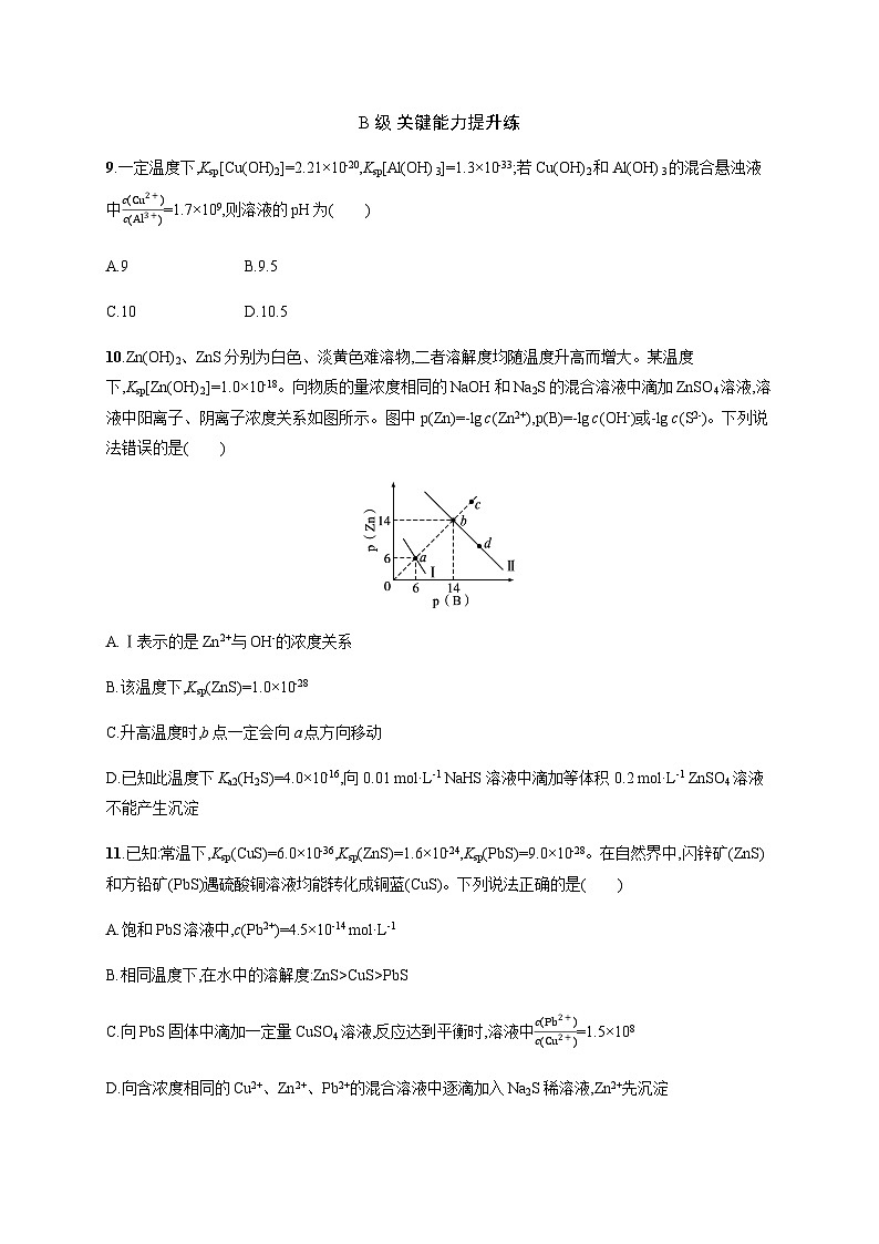 高中化学(苏教2019)选择性必修1 分层作业20 沉淀溶解平衡  (含解析)03