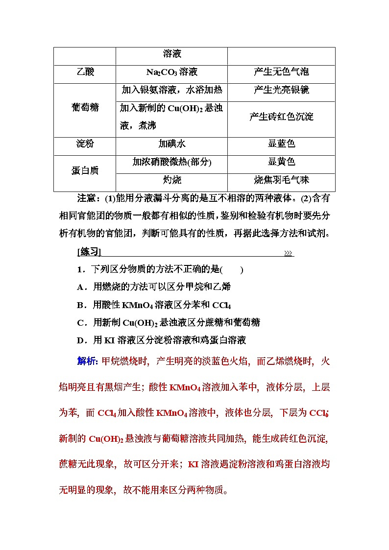2022年高中化学必修二专题讲座:(五)有机物的检验与鉴别 Word版含解析第2页