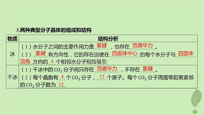 江苏专版2023_2024学年新教材高中化学第三章晶体结构与性质第二节分子晶体与共价晶体课件新人教版选择性必修2第7页