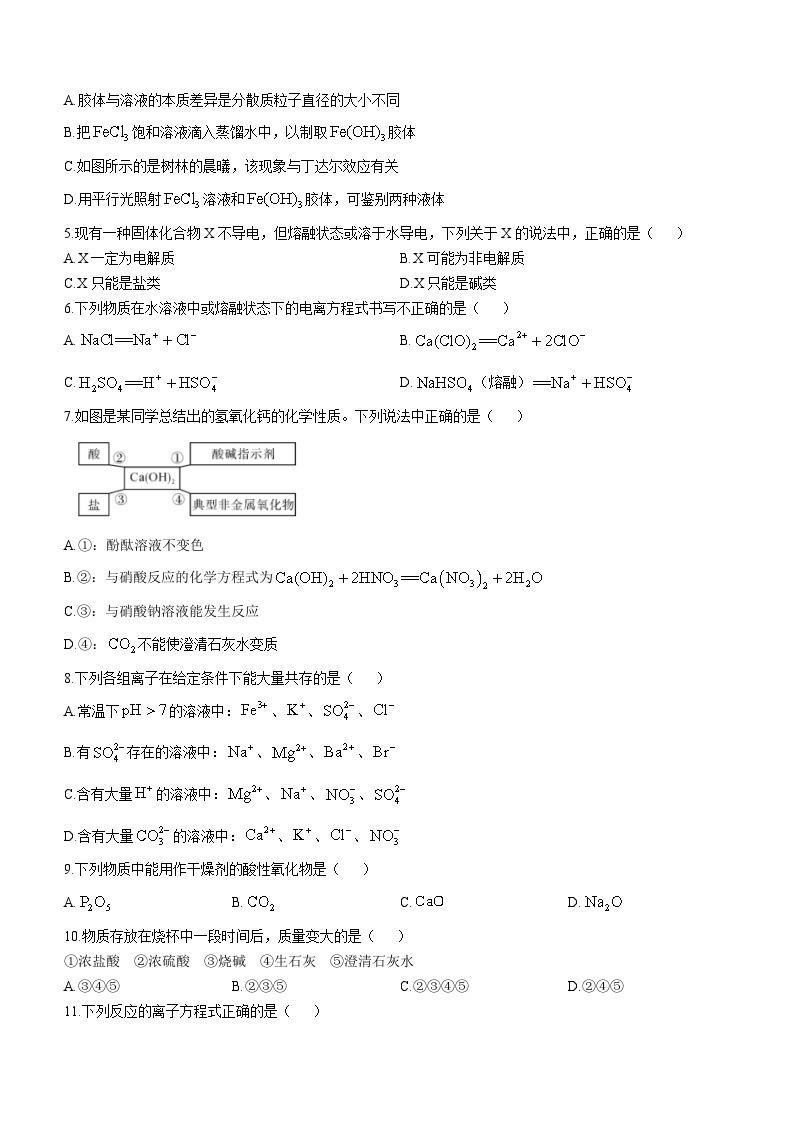 甘肃省武威市天祝藏族自治县第一中学2023-2024学年高一上学期9月月考化学试题02