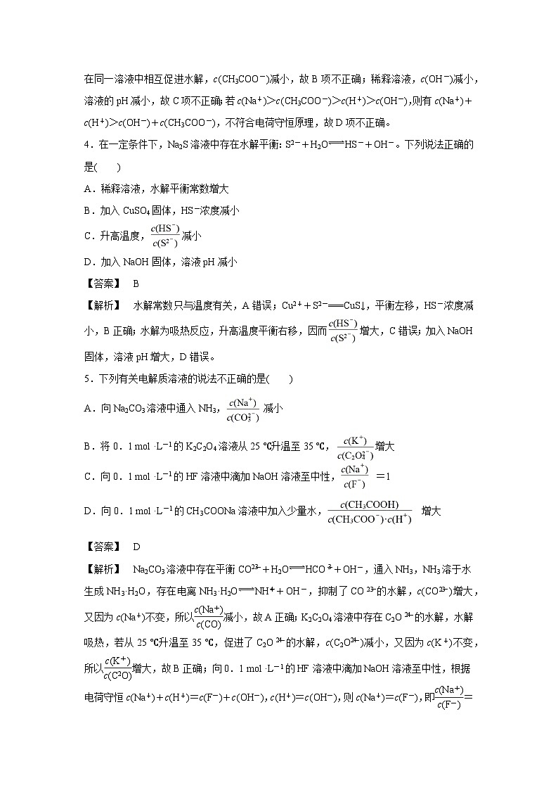 2024高三一轮复习——盐类水解的影响因素及应用专项训练(解析版)第2页