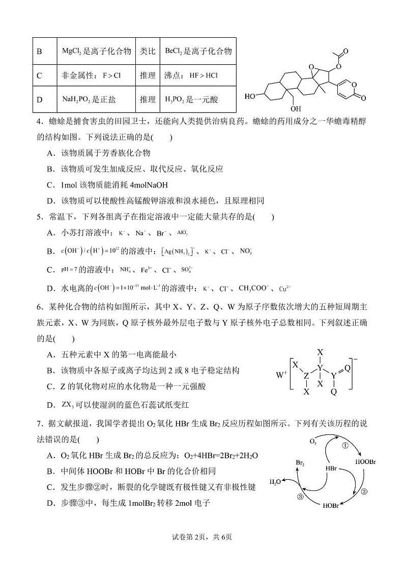 福建省龙岩市上杭县2023-2024学年高三上学期10月月考化学试题(PDF版含答案)02