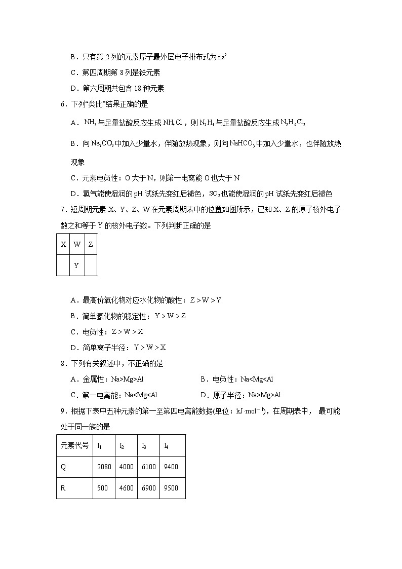 1.3元素性质及其变化规律同步练习-鲁科版高中化学选择性必修2第2页