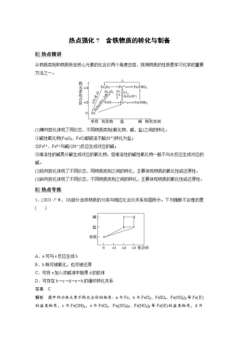 新高考化学一轮复习精品学案 第4章 热点强化7 含铁物质的转化与制备(含解析)第1页