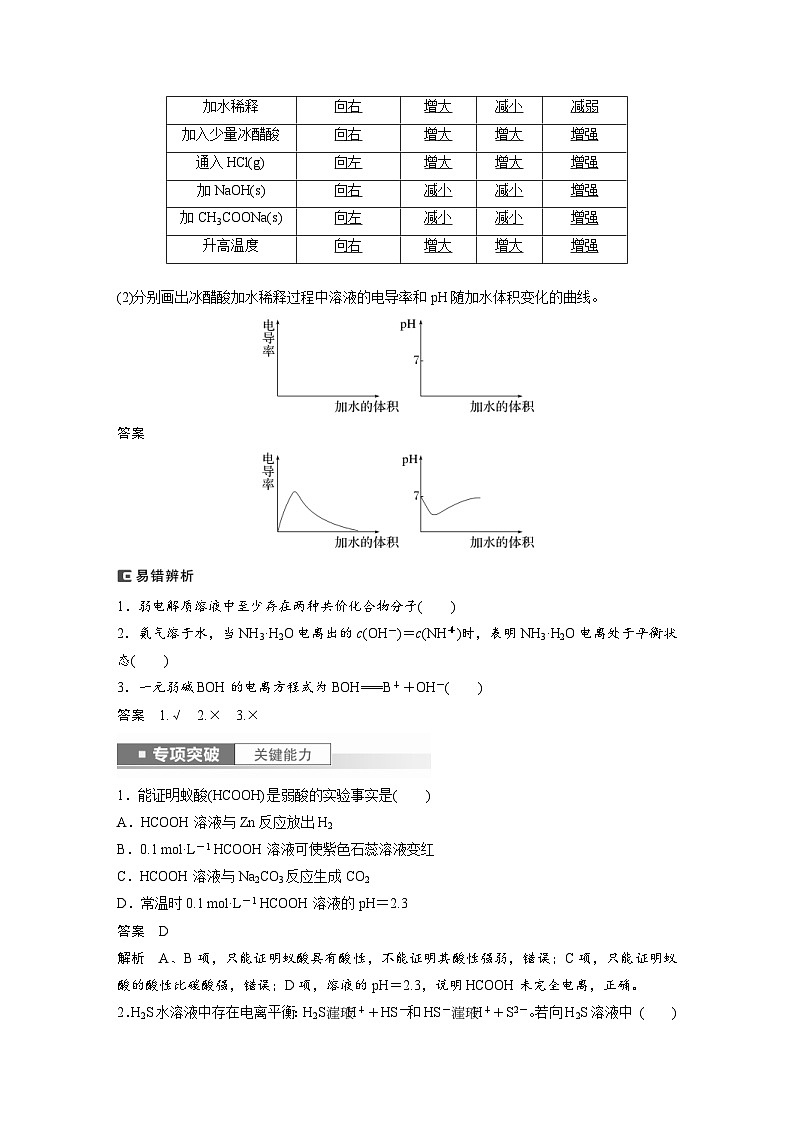 新高考化学一轮复习精品学案 第9章 第51讲 弱电解质的电离平衡(含解析)02