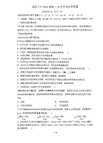 湖北省武汉市第三中学2023-2024学年高一上学期10月月考化学试卷