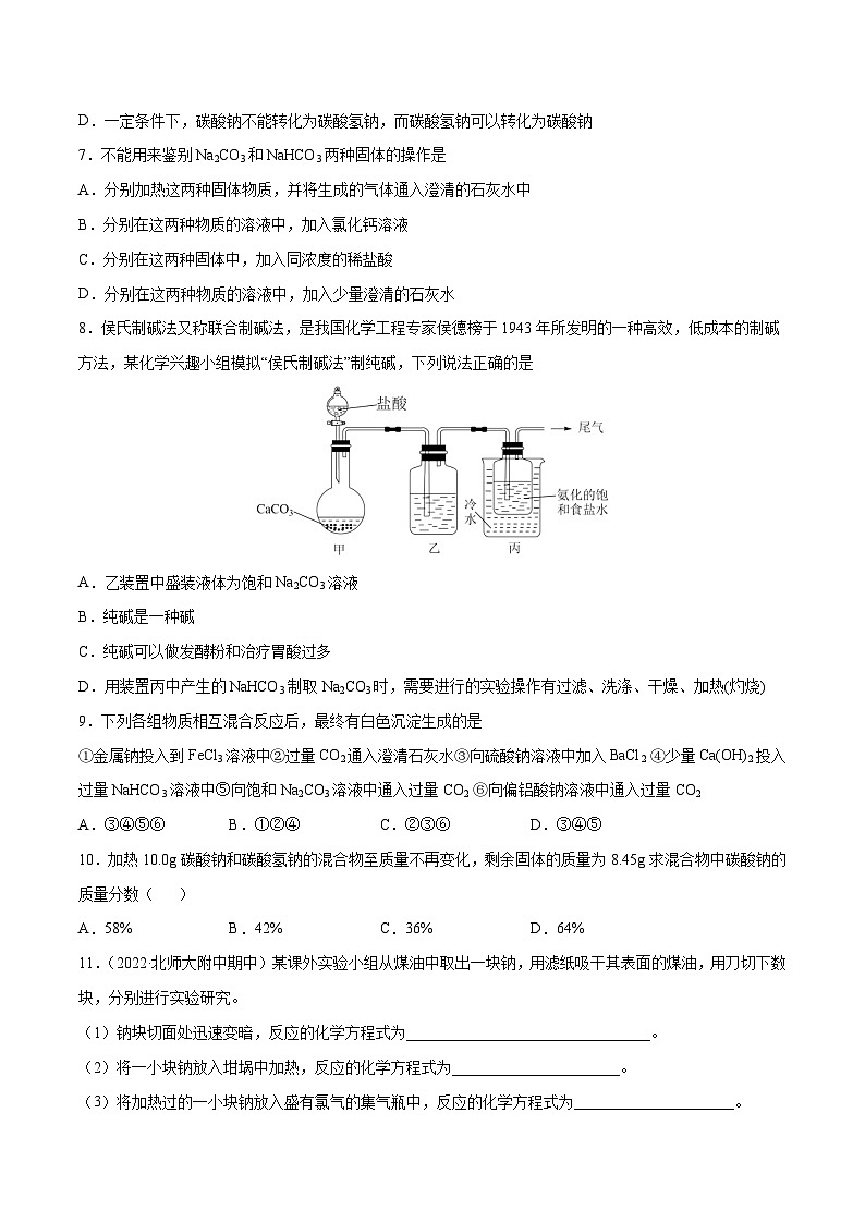 【期中模拟卷】(人教版2019)高一上学期化学 必修1 第二章 海水中的重要元素——钠和氯 考点卷02