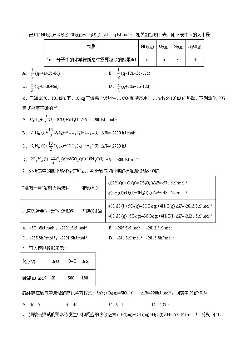 【期中模拟卷】(人教版2019)2023-2024学年高二上学期化学 选择性必修1 第一章 化学反应的热效应【单元测试·提升卷】(原卷版)第2页