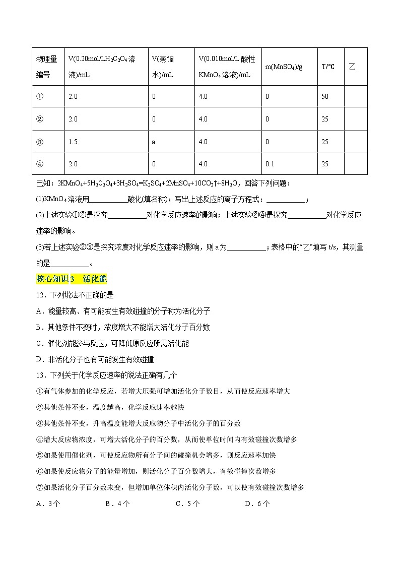 【期中模拟卷】(人教版2019)高二上学期 化学选择性必修1 第二章 化学反应速率与化学平衡【单元测试·考点卷】03