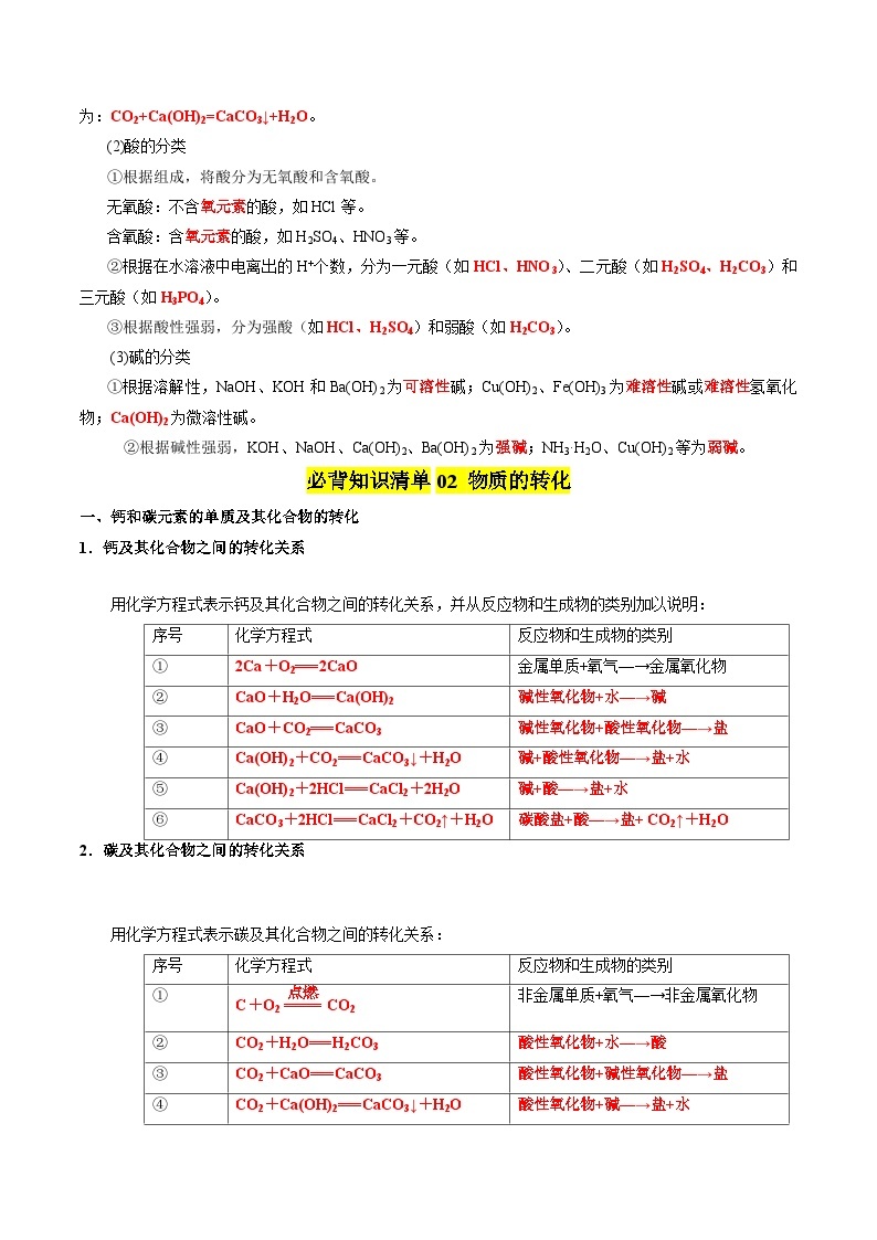 【期中单元知识点归纳】（苏教版2019）2023-2024学年高一上学期化学 必修1 专题1 物质的分类及计量 试卷03