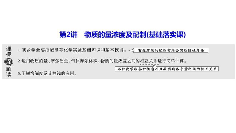 2024届高考化学一轮复习 第二章 化学常用计量 第2讲 物质的量浓度及配制课件PPT01