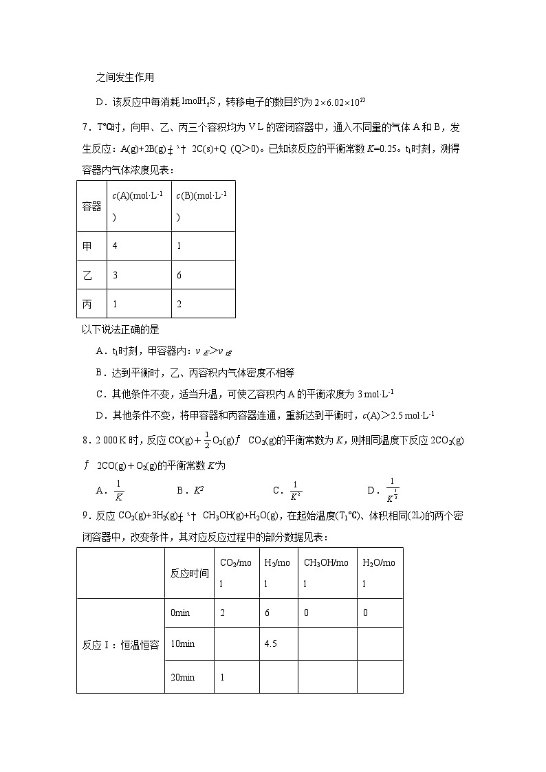 2.2.3化学平衡常数同步练习-苏教版高中化学选择性必修103