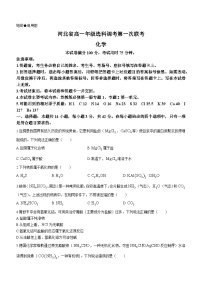 2024河北省高一上学期10月选科调考第一次联考试题化学含解析