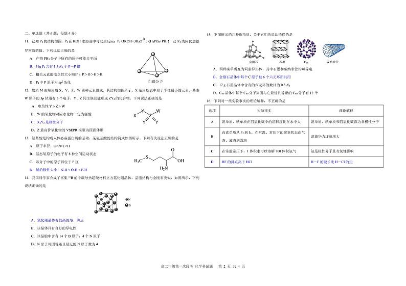 2024东莞外国语学校高二上学期10月月考试题化学PDF版含答案(可编辑)第2页